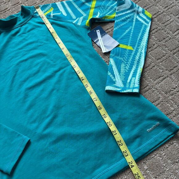 Reebok Cold Weather Compression Shirt Women's S Teal Blue Long Sleeve Mock Neck - Picture 7 of 9